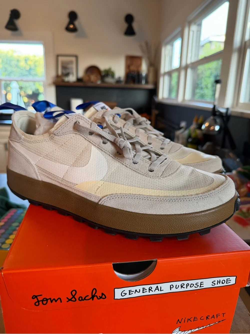 Nike Tom Sachs General Purpose Sneaker in Cream with Tan Midsole